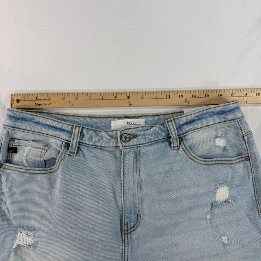 KanCan Mom Jeans Light Wash Distressed High Waist Tapered Leg Size 15/31 NEW - Picture 12 of 12